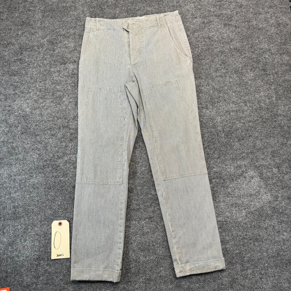 Steven Alan Womens 0 Double Knee Workwear Pants Blue White Striped Made in USA